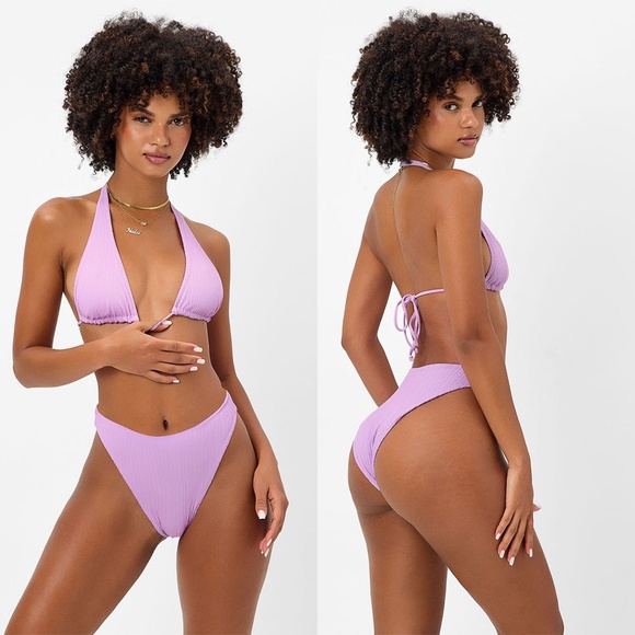 FRANKIES BIKINIS | Anne Plissé BOTTOM & Tia Ribbed Triangle TOP bikini set - Picture 1 of 9